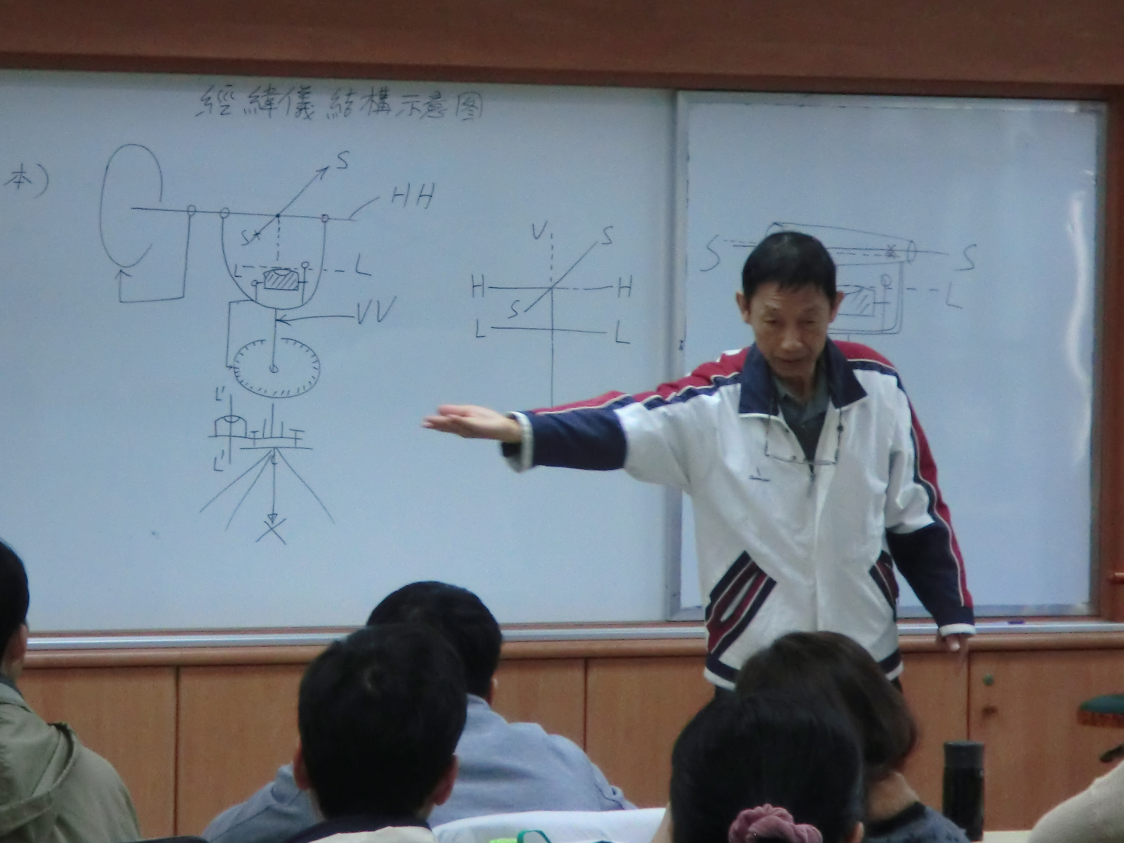 圖8 白老師於高普特考錄取人員實務訓練課程「儀器操作與檢核」講授經緯儀結構示意圖，使學員熟悉儀器內部結構及原理(地方行政研習中心).JPG
